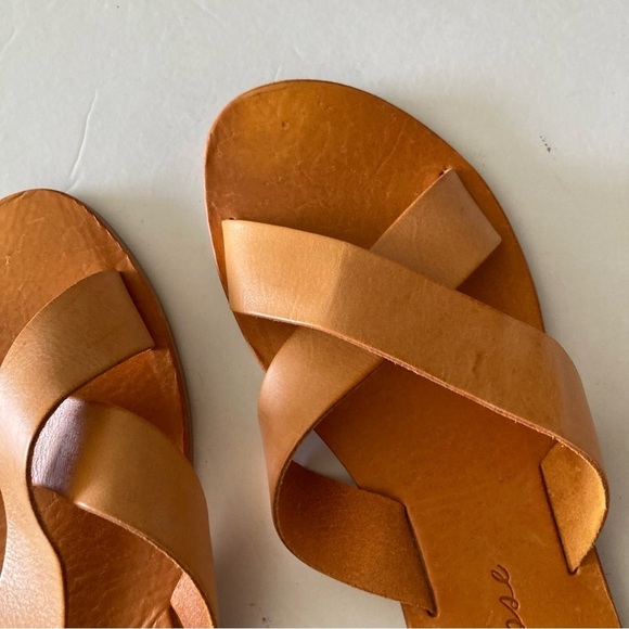 NWOB Matisse Anthopologie Cross Strap Sandals Orange Leather Sz 10 - Picture 3 of 5